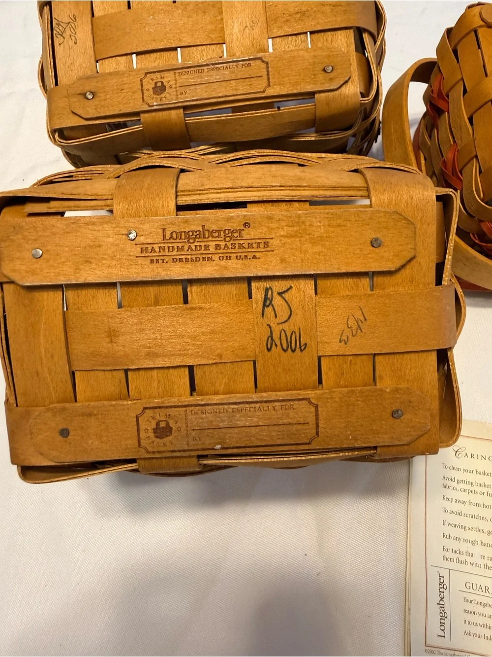 VTG 2000-2006 Longaberger woven Holiday baskets (3) w/protective liners